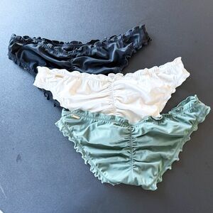 Victoria Secret SET OF 3 White, Black and Green Bikini Bottom Set Ruffle Butt